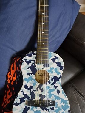 Blue Camo Kids Acoustic Guitar by